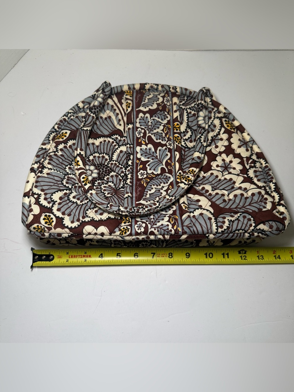 Vera Bradley Slate Blooms Handbag Retired Alice Kisslock Brown Blue Floral - Picture 8 of 10